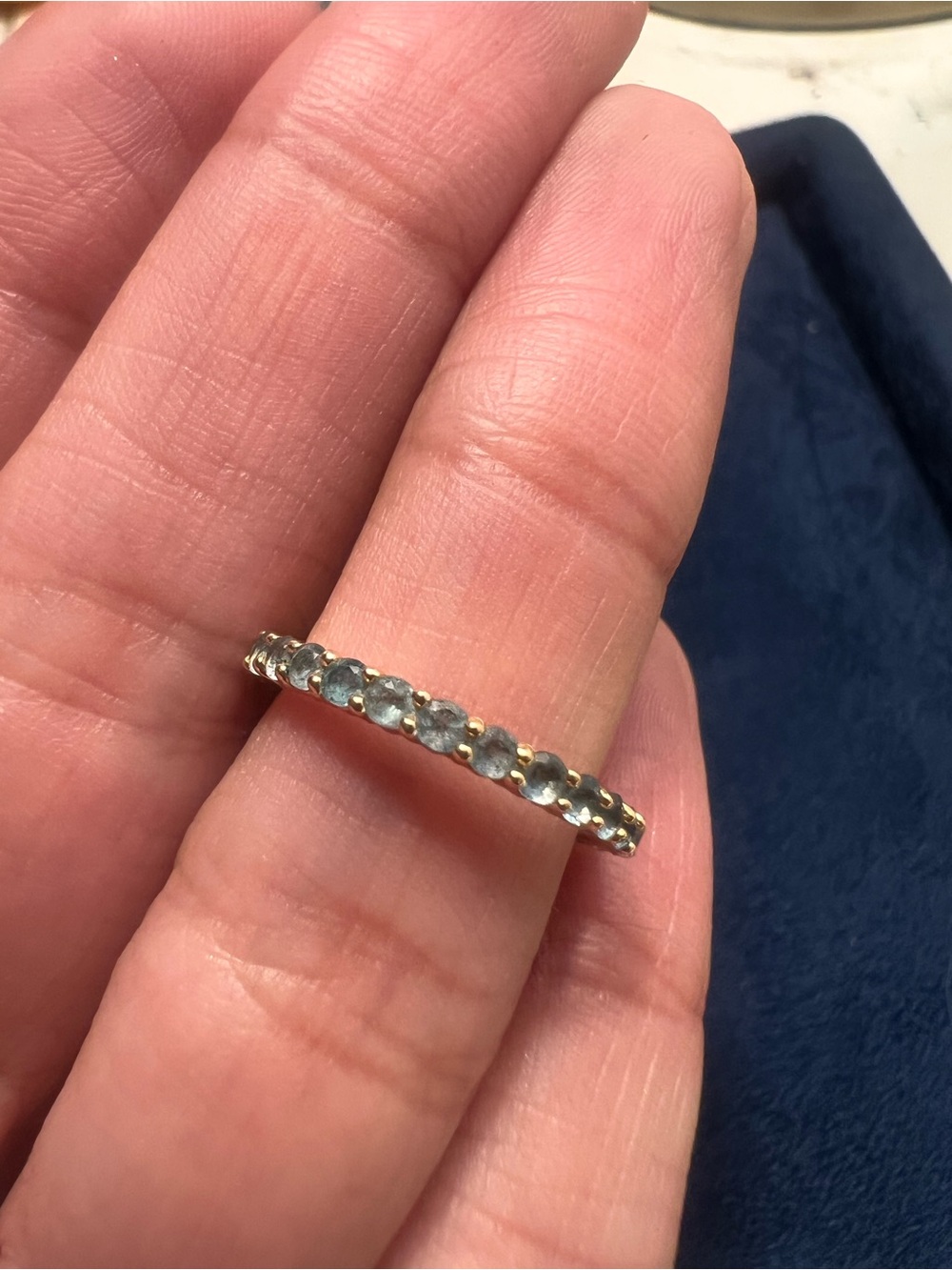 Blue Topaz 14kt gold eternity ring- size 4.5 - Picture 4 of 9